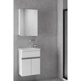 Alfa Banyo Miniço-SB-Ebeveyn 45 cm x 28 cm Ayna Dolaplı Lüx Lavabolu Banyo Dolabı - 8699762777754 - Beyaz