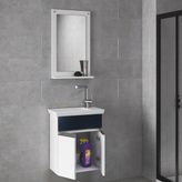 Alfa Banyo Miniço Sb Ebeveyn 45 cm x 28 cm Aynalı Lavabolu MDF Banyo Dolabı Beyaz Siyah