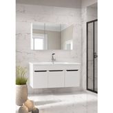 Alfa Banyo Piramit 100 cm Lavabolu Mdf Banyo Dolabı Seti Beyaz Gri Hazır Kurulu