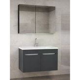 Alfa Banyo Piramit 80 Cm Seramik Lavabolu Mdf Banyo Dolabı Seti Antrasit Hazır Kurulu