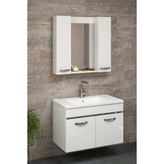 Alfa Banyo Safir 80 Cm Seramik Lavabolu Mdf Banyo Dolabı Takımı Beyaz Hazır Kurulu
