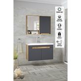 Alfa Banyo Santi 80 cm Seramik Lavabolu MDF Banyo Dolabı Seti Hazır Kurulu Çok Renkli