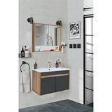 Alfa Banyo Seren-a-ea 80 Cm Seramik Lavabolu Banyo Dolabı Takımı Antrasit