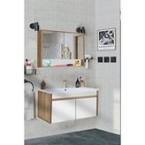 Alfa Banyo Serena Ea 100 Cm, Seramik Lavabolu Banyo Dolabı Seti, Mdf Beyaz