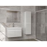 Alfa Banyo Trend Line (80 35) 115 cm Ayna Dolaplı Boy Dolaplı Lavabolu Mdf Banyo Dolabı Seti-Hazır Kurulu-