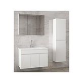 Alfa Banyo Viola 100+35 cm Seramik Lavabolu Boy Dolaplı MDF Banyo Dolabı Takımı Beyaz Hazır Kurulu