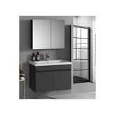 Alfa Banyo Viola 80 Cm Seramik Lavabolu Mdf Banyo Dolabı Takımı Antrasit Hazır Kurulu
