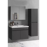 Alfa Banyo Viola 80+35 Cm Boy Dolaplı Lavabolu Mdf Banyo Dolabı Takımı Antrasit Hazır Kurulu