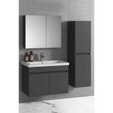 Alfa Banyo Viola 80+35 Cm Boy Dolaplı Seramik Lavabolu Mdf Banyo Dolabı Takımı Antrasit Hazır Kurulu
