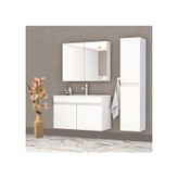 Alfa Banyo Viola Beyaz 80+35 Cm Boy Dolaplı Seramik Lavabolu Mdf Banyo Dolabı Seti Beyaz Hazır Kurulu