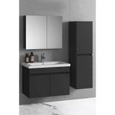 Alfa Banyo Viola-Siyah (80+35) 115 Cm Mdf Boy Dolaplı Lavabolu Banyo Dolabı Takımı- Hazır Kurulu