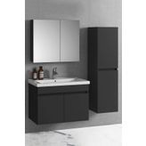 Alfa Banyo Viola Siyah MDF 80+35 cm Lavabolu Banyo Dolabı Boy Dolaplı Demonte Değil