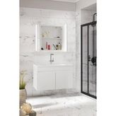 Alfa Banyo Viola-Win 80 cm Mdf Banyo Dolabı, Seramik Lavabolu Banyo Dolabı Seti Hazır Kurulu