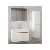 Alfa Banyo Viola3 100+35 Cm Seramik Lavabolu Mdf Banyo Dolabı Takımı Beyaz Gold Hazır Kurulu