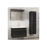 Alfa Banyo Viola3 80+35 Cm Seramik Lavabolu Mdf Banyo Dolabı Takımı Siyah Hazır Kurulu