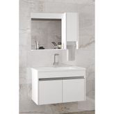 Alfa Banyo Visenta Okyanus 80 Cm Ayna Dolaplı Seramik Lavabolu Mdf Banyo Dolabı Takımı Beyaz Hazır Kurulu