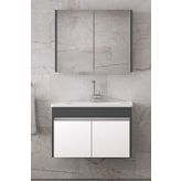 Alfa Banyo Visente-Ea 80 cm Mdf Aynalı Antrasit Beyaz Banyo Dolabı Takımı