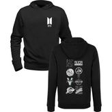 Alfa Tshirt Bts Ön Arka Baskılı Siyah Erkek Sweatshirt