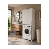 Alfimo Mobilya Sakura Membran Kapaklı Çamaşır Makine Dolabı - Banyo Dolabı - Çok Amaçlı Dolap - Beyaz - 173x64 cm