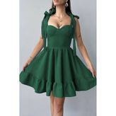 ALFUDO Moda Collection Gögüs Bağlamalı Yeşil Elbise