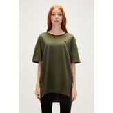 Aliana Oversize T-Shirt Haki Yeşil Basic Kadın Tişört