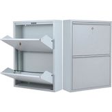 Alıç Kilitli Metal Ayakkabılık Dolabı 2 Kapaklı Duvara Monte Ergonomik Tasarım 69X50X15 cm 0.7 mm Dkp Sac ve Montaj Vidaları - Gri