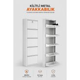 Alıç Kilitli Metal Ayakkabılık Dolabı 5 Kapaklı Duvara Monte Ergonomik Tasarım 169X50X15 cm 0.7 mm Dkp Sac ve Montaj Vidaları