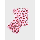 Aliş Kids Kız Çocuk Pamuklu Pembe Çilek Desenli Kolları Fırfırlı Şortlu Yazlık Pijama Takımı - 7 - 8 Yaş