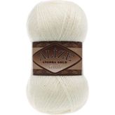 Alize 01 Krem 5'li Angora Gold Simli El Örgü İpi