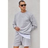 All in Men Grı Erkek Slım Fıt Basıc Sweatshırt