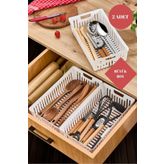ALP HOME Büyük Boy Beyaz 2'Li Set Modüler Kaşıklık Ve Kepçelik Çekmece Içi Düzenleyici Mutfak Organizer
