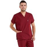 Alsancak Üniforma Erkek Bordo Likralı Ince Kumaş Scrubs Doktor Hemşire Forması Yarasa Kol Cerrahi Takım