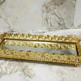 Altabi Mini Aynalı Sunum Tepsisi 12x24 CM Gold Renk