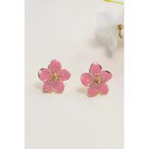 Altın Kaplama Pembe Sakura Çiçeği Küpe