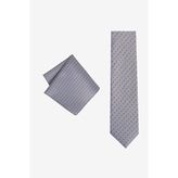 ALTINYILDIZ CLASSICS Erkek Gri-Mavi Kravat-Mendil Set