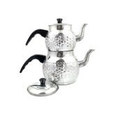 Aluminyum Desenli Kure Caydanlik Siyah Kulp Mini
