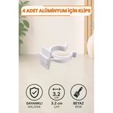 Alüminyum Profil İçin Beyaz Baza Klipsi 4 Adet 3,2 Cm – Mutfak Tezgahı, Banyo Dolabı, Ayakkabılık, Mobilya Ve Dolap Ayakları İçin Dayanıklı Plastik Ayak Tutucu Klips Seti, Kolay Montaj Ve Kullanım
