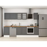Alvinka 290X210 cm Klasik Mebran Mutfak Dolabı M-E80S50S40-3 Antrasit - Suntalam