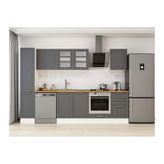 Alvinka 290X210 Cm Klasik Mebran Mutfak Dolabı, Mb E80B40S50 3 Mebran Antrasit Suntalam