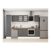 Alvinka 300X210 Cm Klasik Mebran Mutfak Dolabı, Mb E90B45S45 3 Mebran Antrasit Suntalam