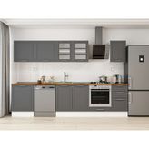 Alvinka 305X210 cm Klasik Mebran Mutfak Dolabı M-E80S60S45-3 Antrasit - Suntalam