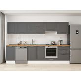 Alvinka 310X210 cm Klasik Mebran Mutfak Dolabı M-E90S40S60-1 Antrasit - Suntalam
