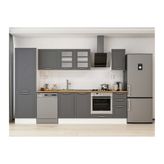 Alvinka 310X210 Cm Klasik Mebran Mutfak Dolabı, Mb E90B60S40 3 Mebran Antrasit Suntalam