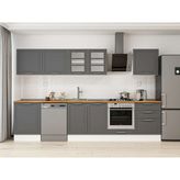 Alvinka 320X210 cm Klasik Mebran Mutfak Dolabı M-E80S60S60-3 Antrasit - Suntalam