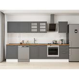 Alvinka 320X210 cm Klasik Mebran Mutfak Dolabı M-E90S60S50-3 Antrasit - Suntalam