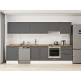 Alvinka 330X210 cm Klasik Mebran Mutfak Dolabı M-E90S60S60-1 Antrasit - Suntalam