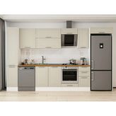 Alvinka 360X222 cm Klasik Mebran Mutfak Dolabı MBB-E80B40S40-2 Kumtaşı - Suntalam - Kum Beji