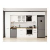 Alvinka 365X240 Cm Klasik Mebran Mutfak Dolabı, Mbb E80B45S40 3 Mebran Beyaz Suntalam