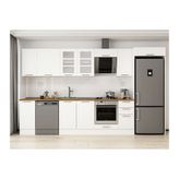 Alvinka 370X222 Cm Klasik Mebran Mutfak Dolabı, Mb E90S40S40 3 Mebran Beyaz Suntalam