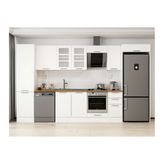 Alvinka 370X222 Cm Klasik Mebran Mutfak Dolabı, Mbb E80B50S40 3 Mebran Beyaz Suntalam